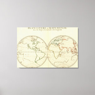 Weltkarte mit Latitude und Longititude Leinwanddruck