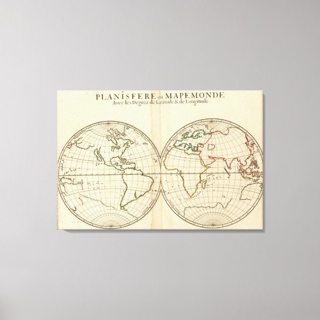 Weltkarte mit Latitude und Longititude Leinwanddruck (Vorderseite)