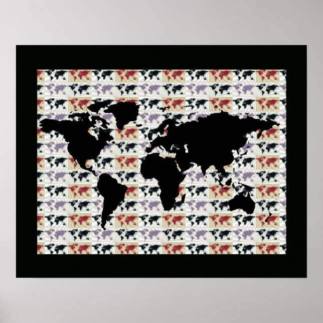 Weltkarte mit Muster Poster (Vorne)