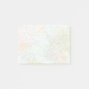 Weltkarte nach ihren Ergebnissen Post-it Klebezettel