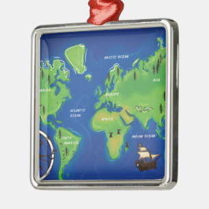 Weltkarte Ornament Aus Metall
