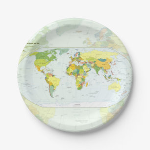 Weltkarte Politische Atlas Poster: Moderne Dekorat Pappteller