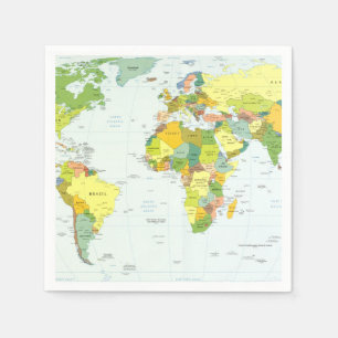 Weltkarte Politische Atlas Poster: Moderne Dekorat Serviette