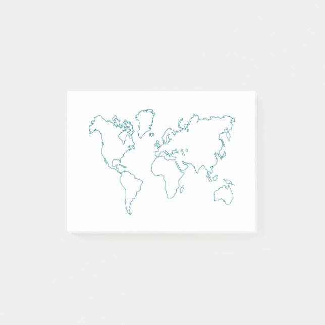 Weltkarte Post-it Klebezettel (Vorderseite)