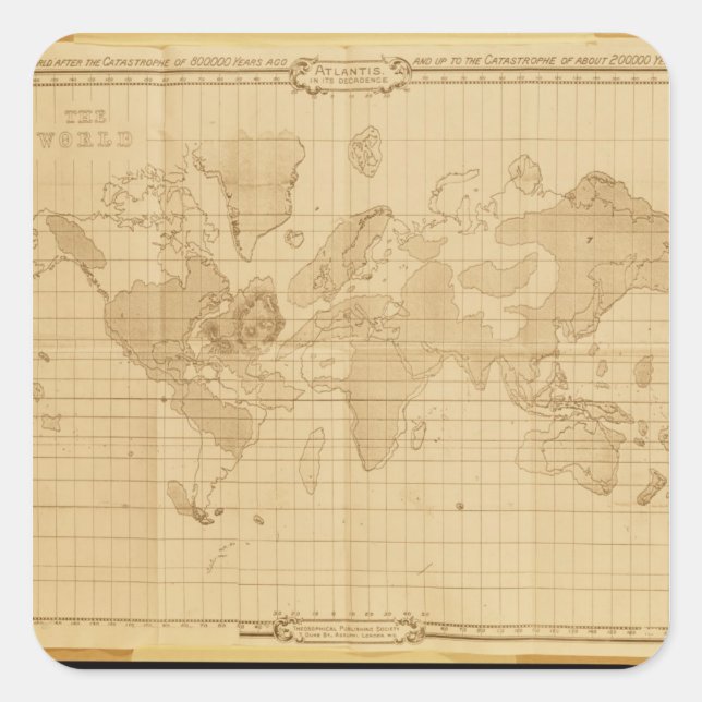 Weltkarte Quadratischer Aufkleber (Vorderseite)