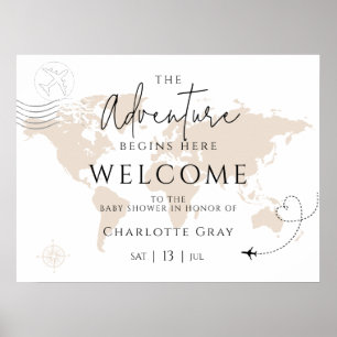 Weltkarte Reise-Baby-Party-Willkommensschild-Plaka Poster