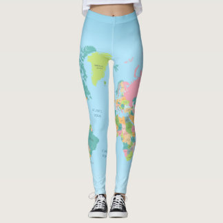 Weltkarte-Reisend-Land-Detail bunt Leggings