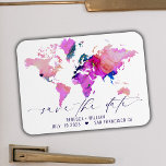 Weltkarte Save the Date Hochzeit in Urlaubsort Rei Magnet<br><div class="desc">World Map Save the Date Reisen Hochzeit in Urlaubsort Magnet. Passen Sie Text- und Herzfarben an,  um Ihrem Hochzeitstil gerecht zu werden. Versetzen Sie auch das Herz zu Ihrem bevorzugten Ziel auf der Karte!</div>