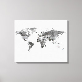 Weltkarte schwarz-weiß Stretched Canvas Print Leinwanddruck