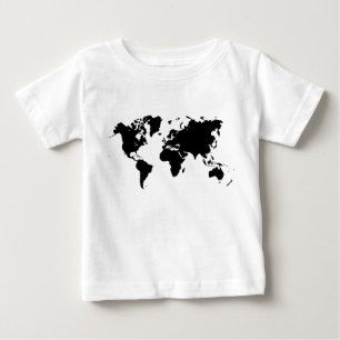 Weltkarte - Schwarzes Baby T-shirt