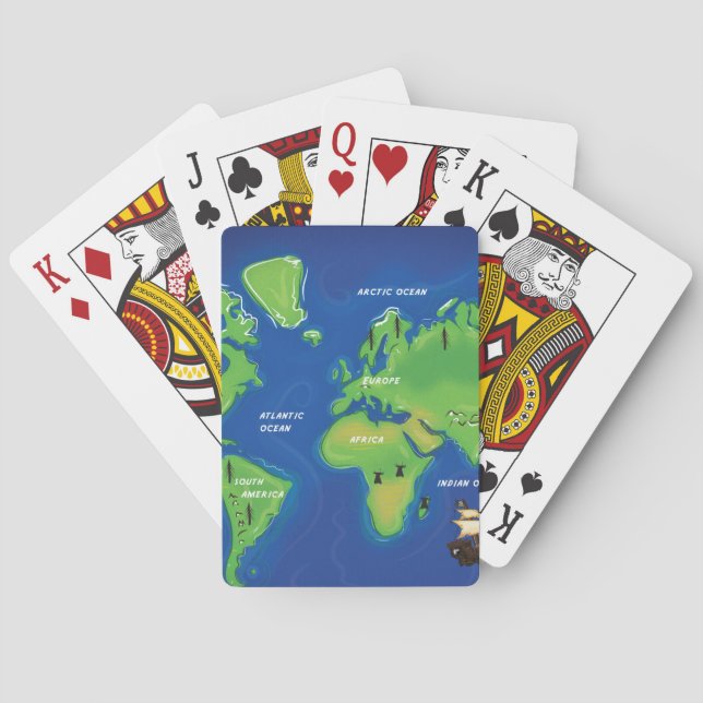 Weltkarte Spielkarten (Rückseite)