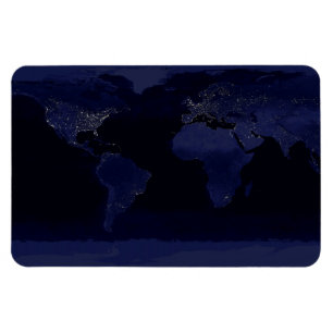Weltkarte Stadtlichter bei Nacht Satellit Magnet