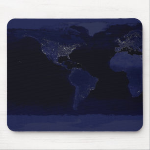 Weltkarte Stadtlichter bei Nacht Satellit Mousepad