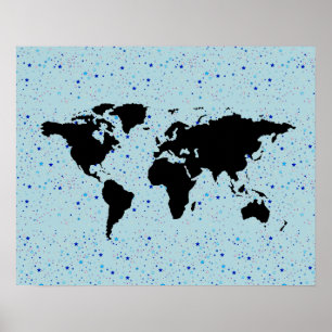 Weltkarte und Sterne Poster