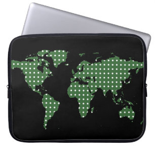 Weltkarte und weiße Punkte Laptopschutzhülle