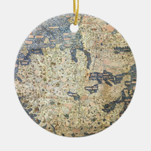 Weltkarte Venezianischer Mönch Fra Mauro Keramik Ornament