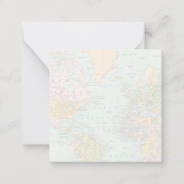 Weltkarte Vielen Dank Note Card Mitteilungskarte (Vorderseite)
