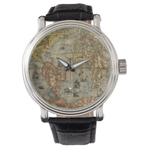 Weltkarte Vintag Historischer Atlas Armbanduhr