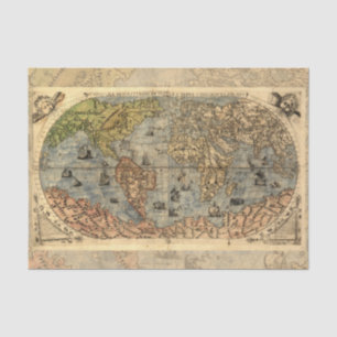 Weltkarte Vintag Historischer Atlas Seidenpapier