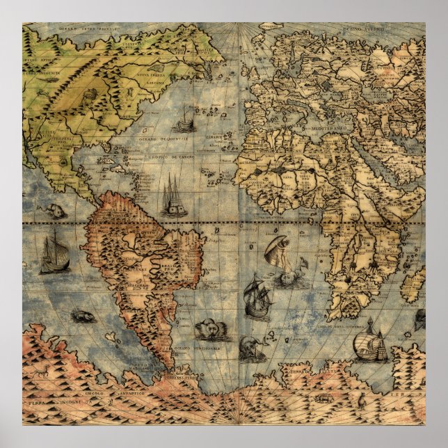 Weltkarte Vintager historischer Atlas Poster (Vorne)