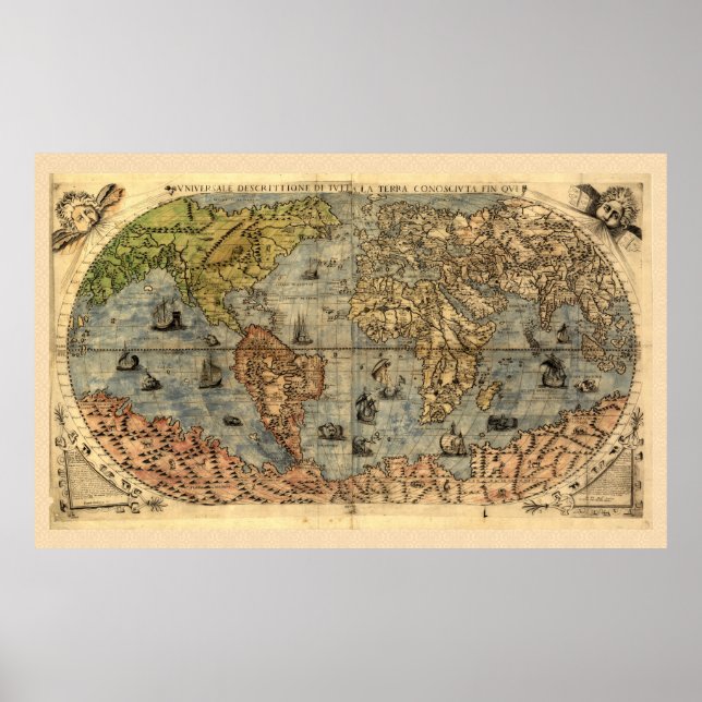 Weltkarte Vintager historischer Atlas Poster (Vorne)