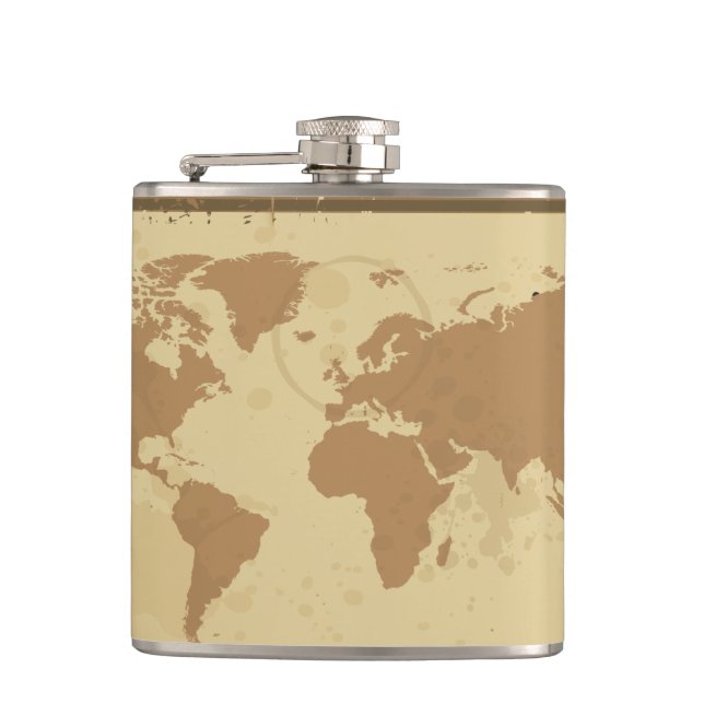 Weltkarte Vinyl Wrapped Flask Flachmann (Vorderseite)