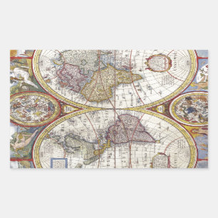 Weltkarte von 1626 rechteckiger aufkleber
