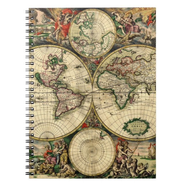 Weltkarte von 1689 Geschenken Notizblock (Vorderseite)