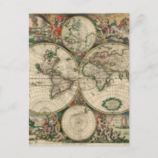 Weltkarte von 1689 postkarte