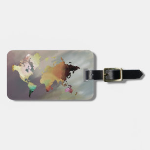 Weltkarte Wasserfarbe gestrichen Elegante Saubere Gepäckanhänger