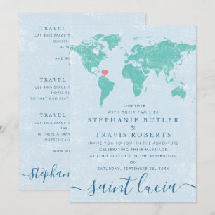 Weltkarte Zielort   U PICK COLORS Hochzeit Einladung