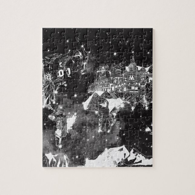 Weltkartegalaxie Schwarzweiss (Vertikal)