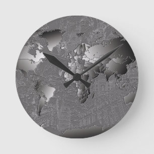 Weltkartegalaxie Schwarzweiss-5 Runde Wanduhr