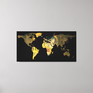 Weltkarten-Silhouette - der Kuss Gustav Klimt Leinwanddruck