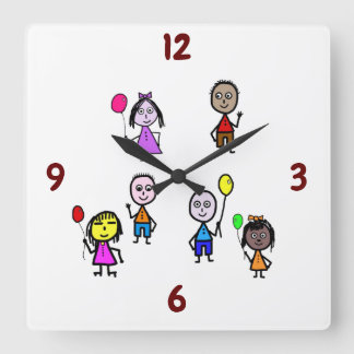 Weltkinderuhr Quadratische Wanduhr