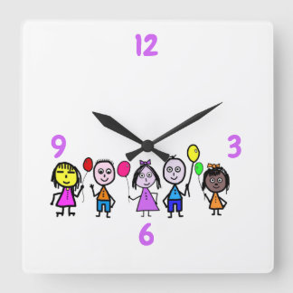 Weltkinderuhr Quadratische Wanduhr