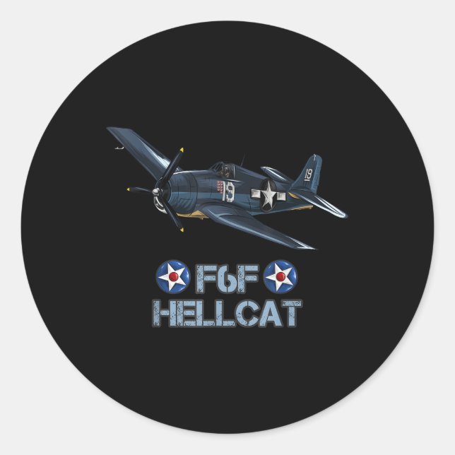 Weltkrieg 2 F6f Hellcat Kampfflugzeug Runder Aufkleber (Vorderseite)