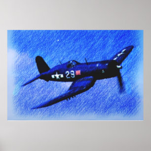 WELTKRIEG II CORSAIR SCHWARZSCHUHE SQUADRON POSTER