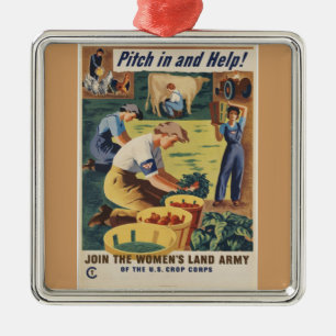 Weltkrieg Patriotisches Poster-Ornament Silbernes Ornament