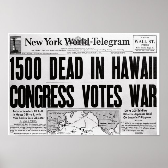 Weltkrieg-Zeitungspapier Poster (Vorne)