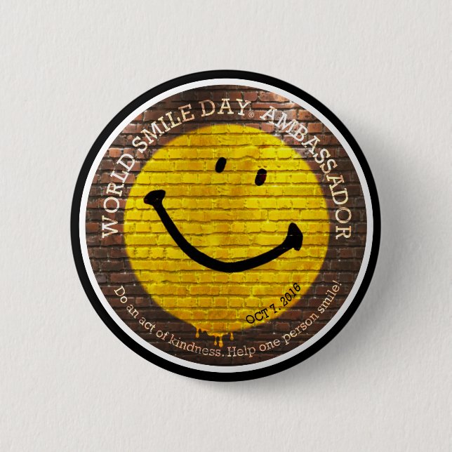 Weltlächeln Day® Botschafter 2016 Knopf Button (Vorderseite)