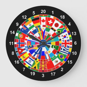 WeltLandesflaggepfeil-Brettspiel-Reise Stiere-e Große Wanduhr