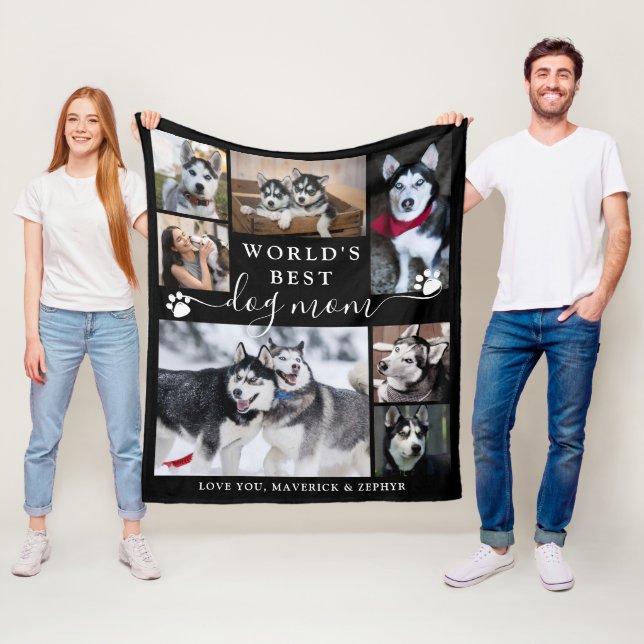 Weltlds Best Dog Mama Paw Prints Script 7 Foto Fleecedecke (Beispiel)