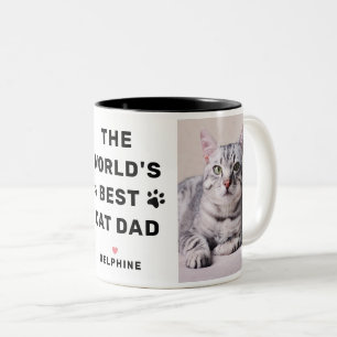 Weltleitster Cat Vater Black Two Foto Pet Lover Zweifarbige Tasse
