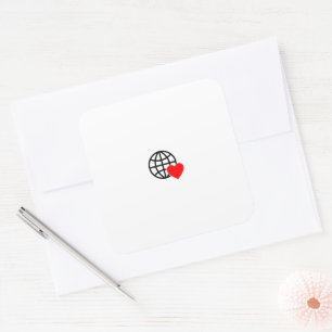 Weltliebesglobus-Symbol Herz Erde Sommer Design Quadratischer Aufkleber