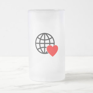 Weltliebesglobus-Symbol   Herz Erde Sommerdesign Mattglas Bierglas