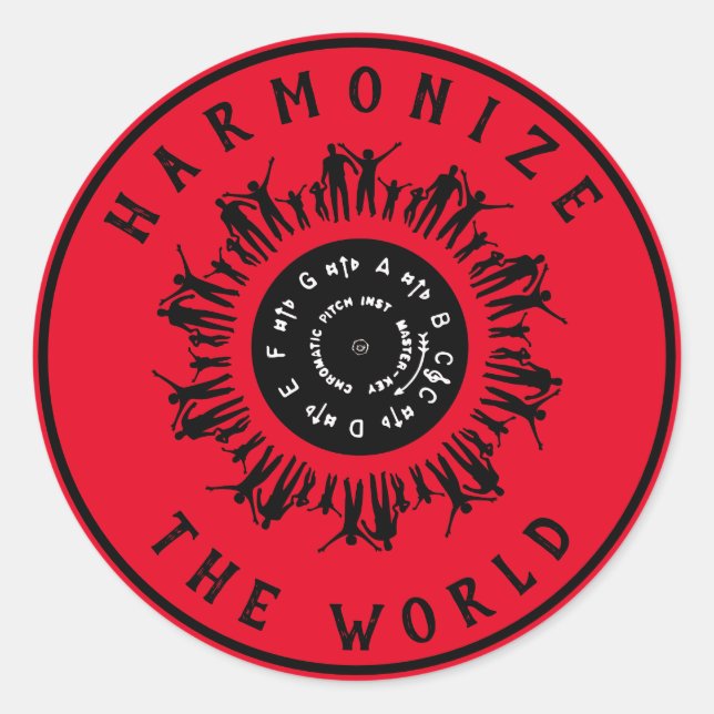 Weltlogo harmonisieren runder aufkleber (Vorderseite)