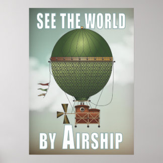 Weltluftschiff Citronnier Steampunk Travel Poster