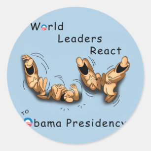 Weltmarktführer reagieren (Obama) Runder Aufkleber