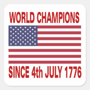 Weltmeister seit 1776 quadratischer aufkleber